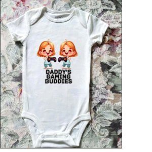 Daddy's Gaming Buddies | 100% Cotton Onesie | Multiple Sizes | Twins Girls